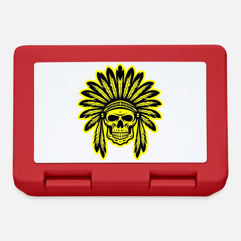 Apache Indianer Häuptling Totenkopf - Brotdose - Rot