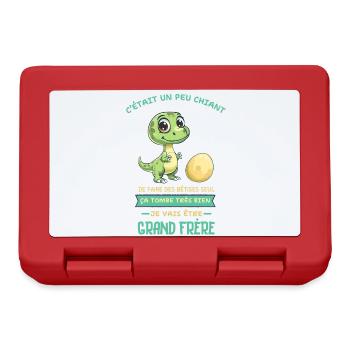 Dino mignon, Grand frère arrive - Boîte à goûter - rouge - Devant