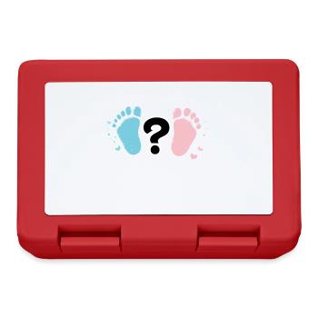 Pastellbaby-Fußabdrücke und Frage - Brotdose - Rot - Vorne