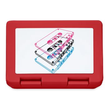 Kassetten 3D – Retro Mixtape Vintage Perspektive - Brotdose - Rot - Vorne