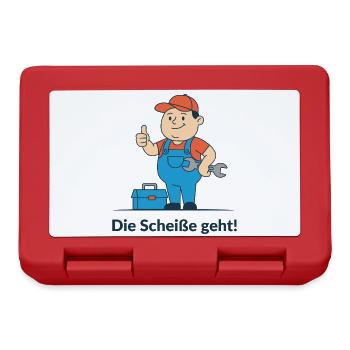 Reparaturheld im Blaumann. Endlich funktioniert es - Brotdose - Rot - Vorne