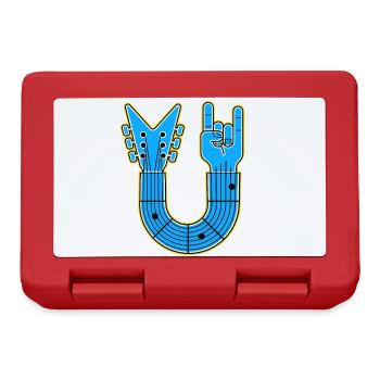 Guitare en U bleue avec main rock - Boîte à goûter - rouge - Devant
