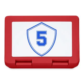 Blauer Schild mit Zahl Fünf - Brotdose - Rot - Vorne