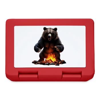 Ours confortable au feu de camp - Boîte à goûter - rouge - Devant
