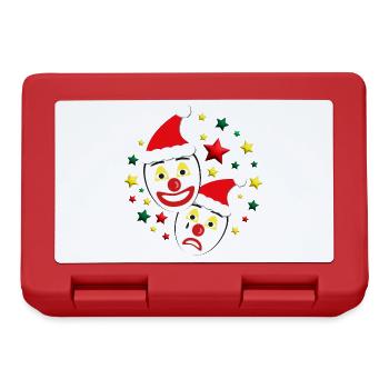 Nikolaus und Weihnachtsmann Masken mit Sternen. - Brotdose - Rot - Vorne