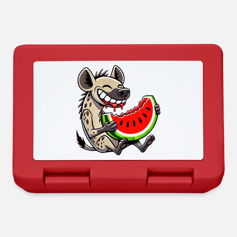 Hyène mignonne avec des fruits de dessin animé de pastèque d’été - Boîte à goûter - rouge