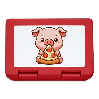 Funny Pig Pizza Farmer Cartoon - Lunchbox - red - Front