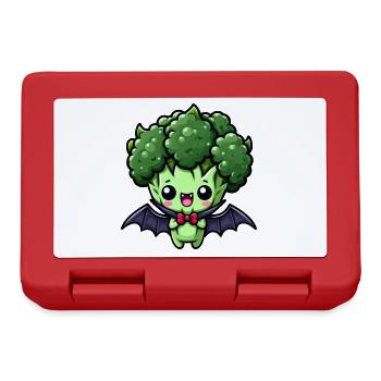 Cute Halloween Broccoli Vampire Cartoon - Lunchbox - red - Front