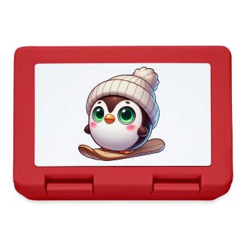 Cute Penguin Snowboard Snowboarder Winter Sports - Lunchbox - red - Front