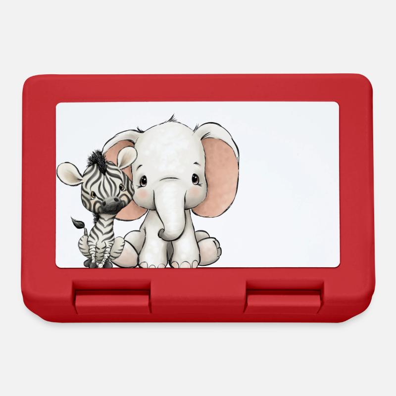 Elephant and zebra - Lunchbox - red