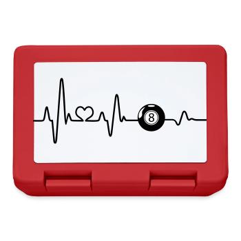 Billard Billardkugel schwarz Acht EKG Herzschlag - Brotdose - Rot - Vorne