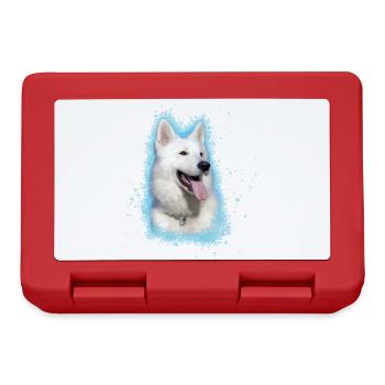 Berger Blanc Suisse,berger,chien,graffiti,rose - Boîte à goûter - rouge - Devant