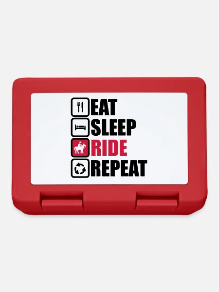 eat sleep ride repeat,équitation,cheval,chevaux - Boîte à goûter - rouge