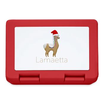 Weihnachten - Lama - Weihnachtlich - Lametta - Top - Brotdose - Rot - Vorne