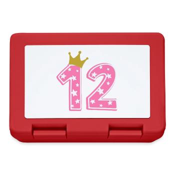 12 Krone 12. Geburtstag 12 Jahre - Brotdose - Rot - Vorne