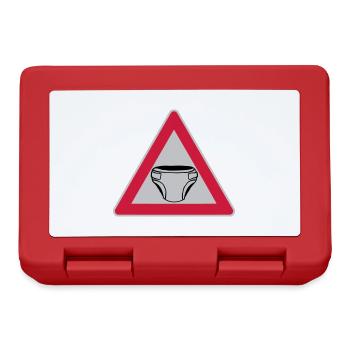 Vorsicht Schild Windel - Brotdose - Rot - Vorne