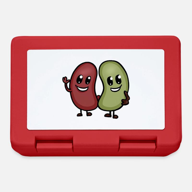 Haricots petits, petits haricots de dessins animés drôles - Boîte à goûter - rouge