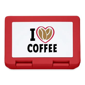 Slogan love coffee, I love coffee. Heart - Lunchbox - red - Front