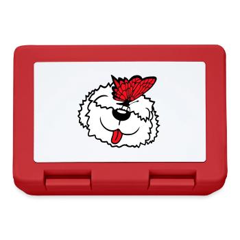 Dog Butterfly Nose Cute Funny Happy Comic - Lunchbox - red - Front