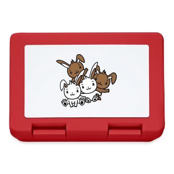 4 Bunnies Friends Team Crew Four Funny Siblings - Lunchbox - red - Front