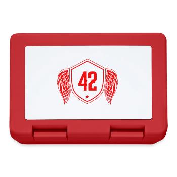 42 Zahl Wappen - Brotdose - Rot - Vorne