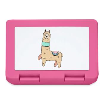 Spit happens Funny llama quote with sweet lama - Lunchbox - pink - Front