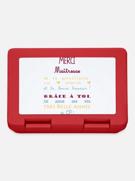 merci maîtresse cadeau de fin d'année cp - Boîte à goûter - rouge