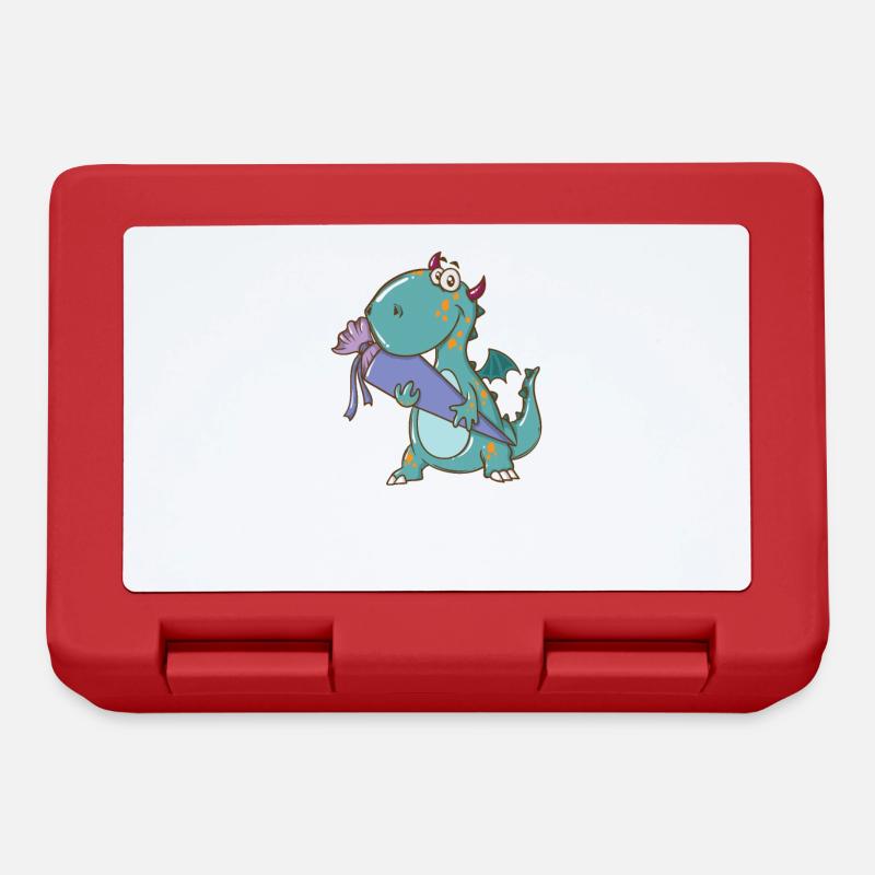 Dino avec cartable - Boîte à goûter - rouge
