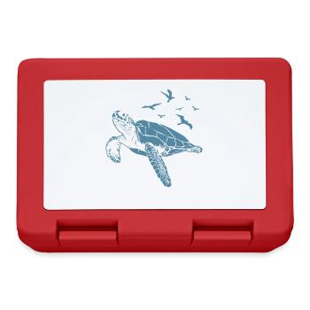 Tortue dans l’eau avec des oiseaux dans le ciel - Boîte à goûter - rouge - Devant