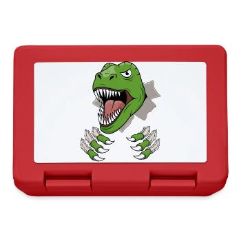 Dino T-Rex Kopf Krallen Dinosaurier Loch Gerissen - Brotdose - Rot - Vorne