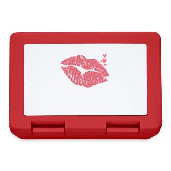 Kiss Mouth Valentine's Day Love Flowers Holiday - Lunchbox - red - Front