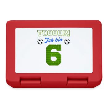 Tor Ich Bin 6 Fußball Fußballer 6. Geburtstag - Brotdose - Rot - Vorne