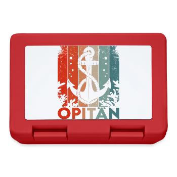 Opitän Opa Großvater Kapitän Vintage Retro Anker - Brotdose - Rot - Vorne