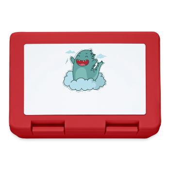 Dino in einer Wolke Dinosaurier Reptil - Brotdose - Rot - Vorne