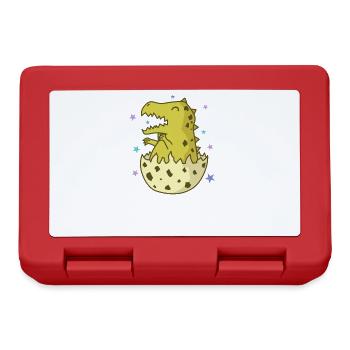 Dino in einem Ei Dinosaurier Reptil Tier - Brotdose - Rot - Vorne