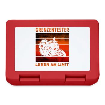 Grenzentester Leben Am Limit Motorradfahrer Biker - Brotdose - Rot - Vorne