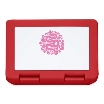 Schlange in Rosa Muster Terrarium Reptil Tier - Brotdose - Rot - Vorne