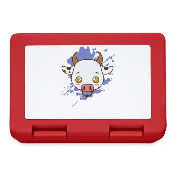 Kuh Bulle im japanischen Kawaii Stil Tier - Brotdose - Rot - Vorne