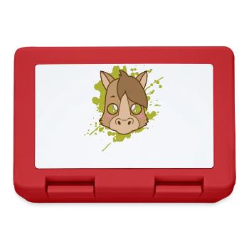Pferd Pony im japanischen Kawaii Stil Tier - Brotdose - Rot - Vorne