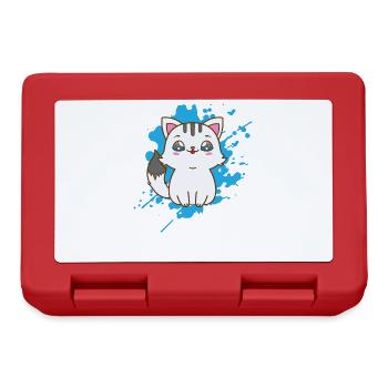 Katze im japanischen Kawaii Stil Tier - Brotdose - Rot - Vorne