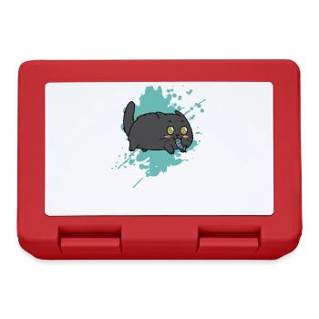 Katze mit Fisch im Maul im Kawaii Stil Tier - Brotdose - Rot - Vorne