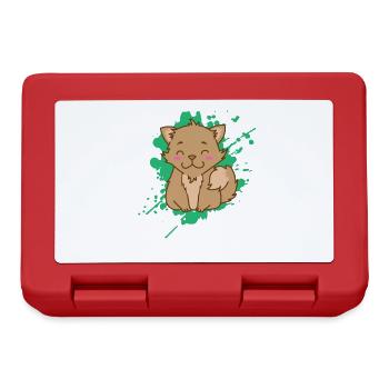 Hund im japanischen Kawaii Stil Tier - Brotdose - Rot - Vorne