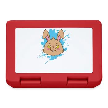 Hase im japanischen Kawaii Stil Tier - Brotdose - Rot - Vorne