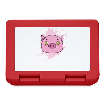Schwein im japanischen Kawaii Stil Tier - Brotdose - Rot - Vorne