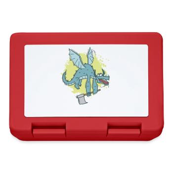 Drôle de dragon avec hache animal mignon - Boîte à goûter - rouge - Devant
