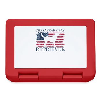 Chesapeake Bay Retriever with USA Flag - Lunchbox - red - Front