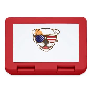 Bulldog avec des lunettes de soleil USA Pet - Boîte à goûter - rouge - Devant