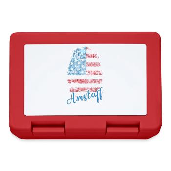 USA Flag Thumbprint Dog Head - Lunchbox - red - Front