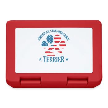 Staffordshire Terrier Paw dans le drapeau des États-Unis - Boîte à goûter - rouge - Devant