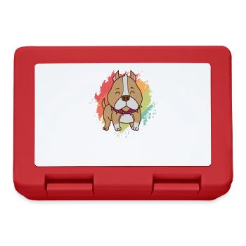 Pit Bull Comic Zeichnung Hund Haustier - Brotdose - Rot - Vorne